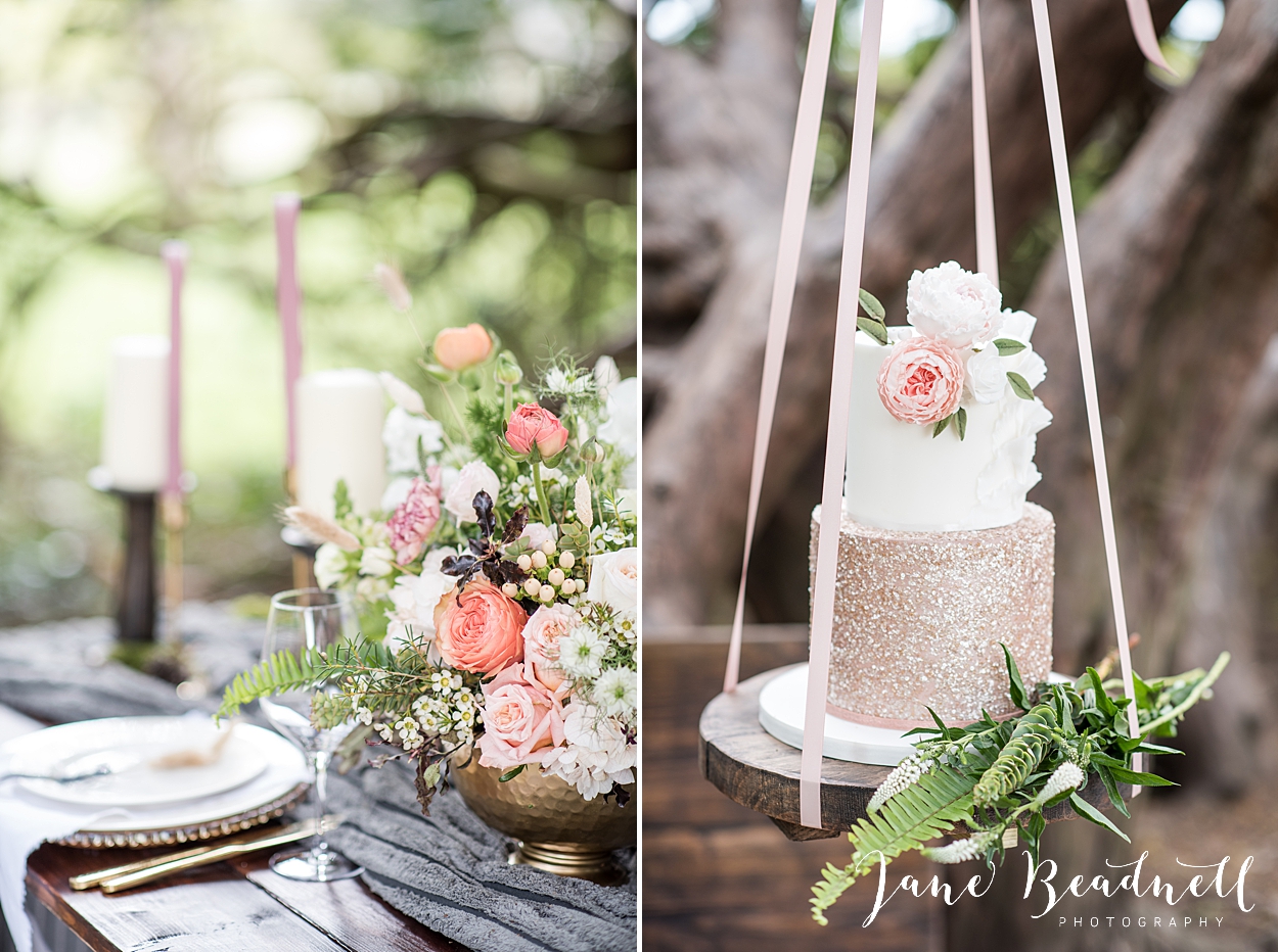 table flowers and wedding cake wedding decor