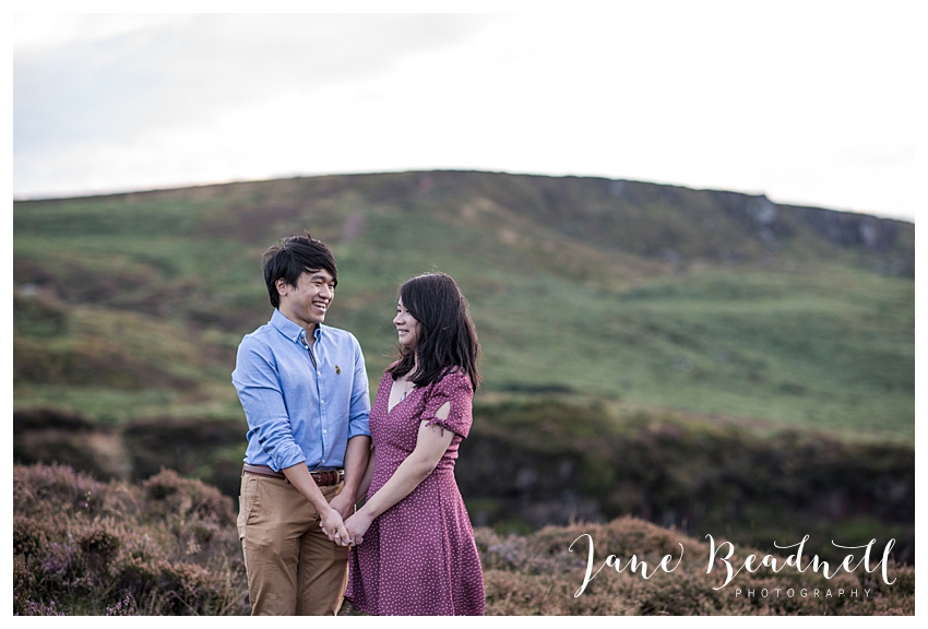 Ilkley Moor engagement photos at sunset by Yorkshire photographer Jane Beadnell