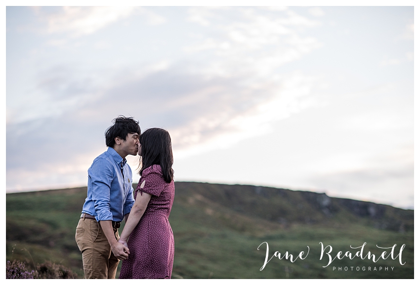 Ilkley Moor engagement photos at sunset by Yorkshire photographer Jane Beadnell