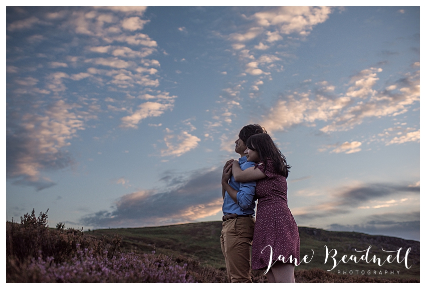 Ilkley Moor engagement photos at sunset by Yorkshire photographer Jane Beadnell