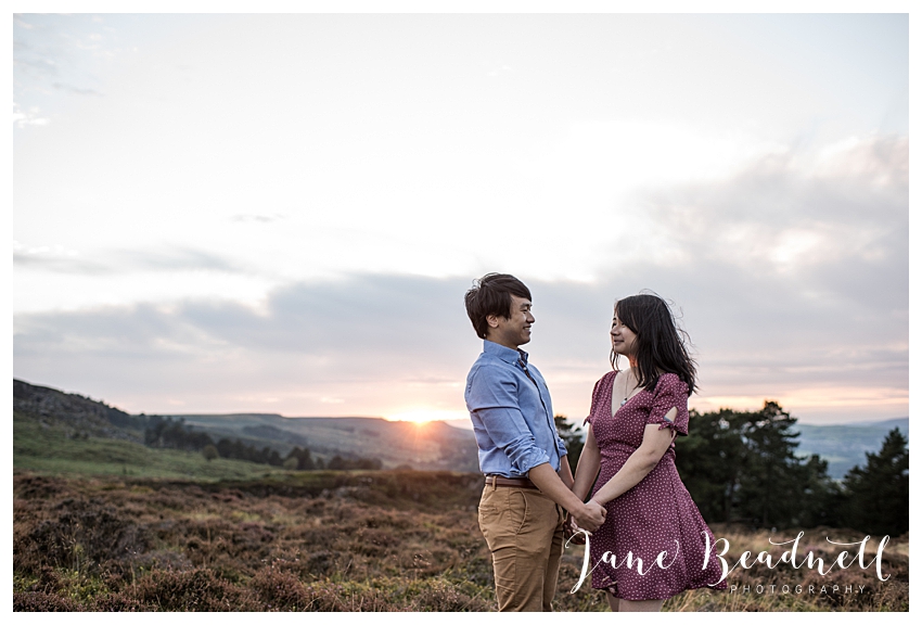 Ilkley Moor engagement photos at sunset by Yorkshire photographer Jane Beadnell