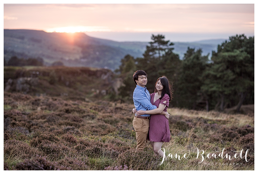 Ilkley Moor engagement photos at sunset by Yorkshire photographer Jane Beadnell