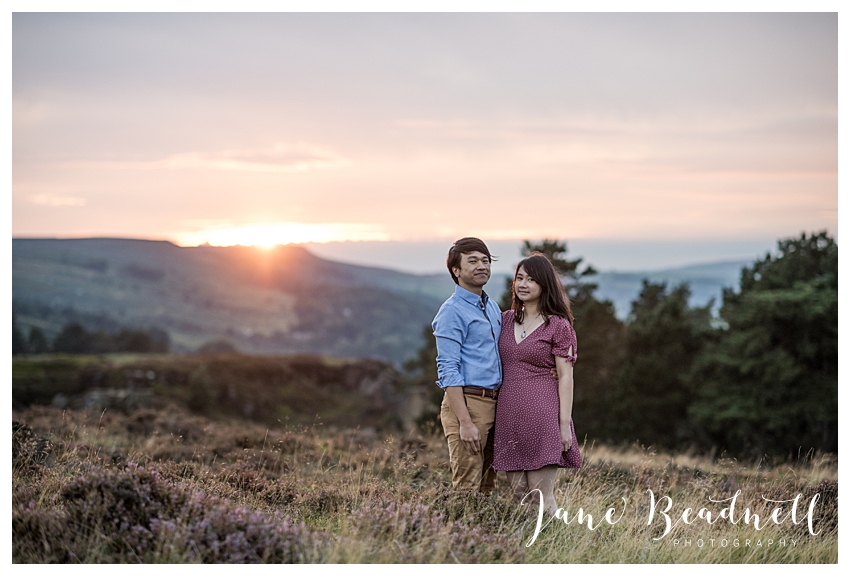 Ilkley Moor engagement photos at sunset by Yorkshire photographer Jane Beadnell
