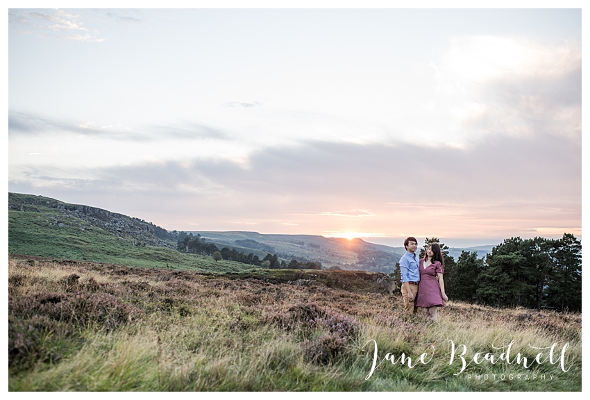 Ilkley Moor engagement photos at sunset by Yorkshire photographer Jane Beadnell