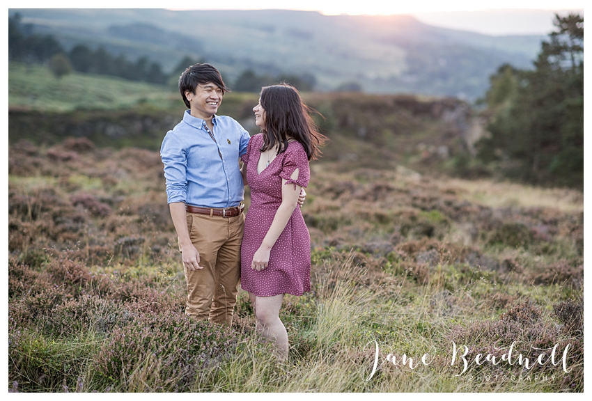 Ilkley Moor engagement photos at sunset by Yorkshire photographer Jane Beadnell